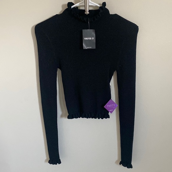 Forever 21 Party Collection Black Sparkle Sweater Top - Picture 1 of 2